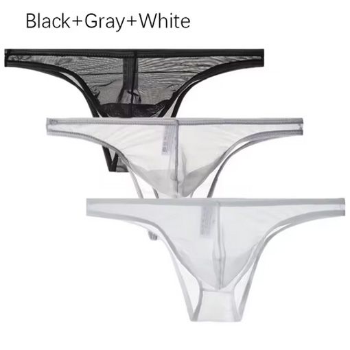 3Pcs/lot Men's Sexy See Through Briefs Mesh Sheer Transparent Seamless Panties Underwear Low-Rise Ultra-Thin Male Underpants