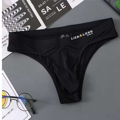 Soft Mens Ice Silk Pouch Bag Underwear Bikini Sexy Lingerie Low Waist Male Panties Briefs Ropa Interior Hombre Boys Underpants