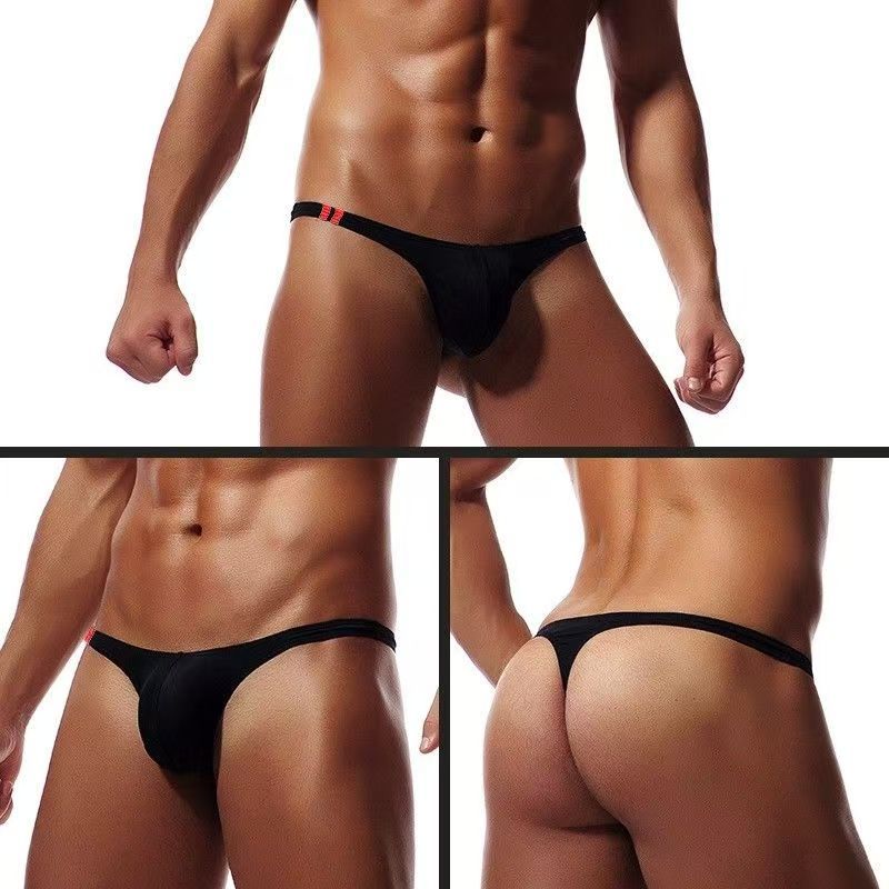 2PCS--- Men's Convex Pouch Briefs Youth Fashion Low Waist Panties Boys Sexy Underpants Silk Slip Small Briefs Student Elastic Thongs New