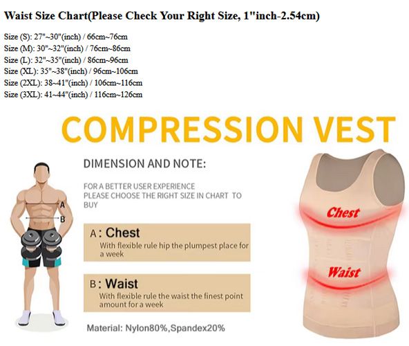 Mens Slimming Body Shaper Vest Shirt Abs Abdomen Slim Gym Workout Tummy Control Compression Tank Top Sleeveless Shapewear