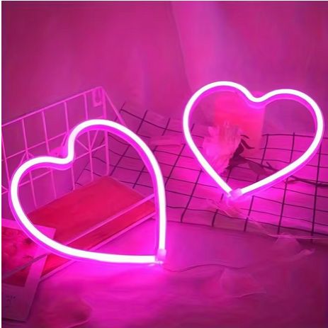 1pc USB Atmosphere Led Neon Light Sign Heart Shape Wall Mounted Night Light For Valentine's Day Bar Bedroom Living Room
