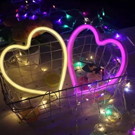 1pc USB Atmosphere Led Neon Light Sign Heart Shape Wall Mounted Night Light For Valentine's Day Bar Bedroom Living Room