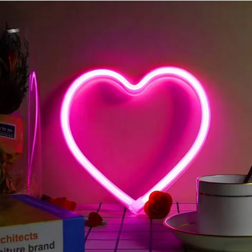 1pc USB Atmosphere Led Neon Light Sign Heart Shape Wall Mounted Night Light For Valentine's Day Bar Bedroom Living Room