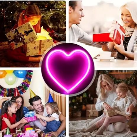 1pc USB Atmosphere Led Neon Light Sign Heart Shape Wall Mounted Night Light For Valentine's Day Bar Bedroom Living Room