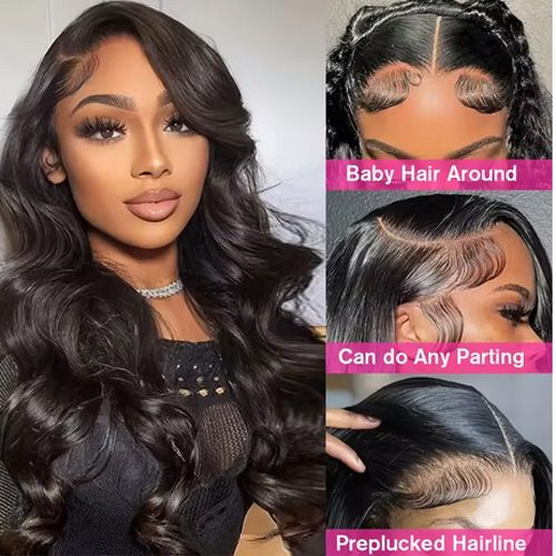 Body Wave 13x4 360 HD Transparent Lace Front Human Hair Wig 180% Density 10-30 Inch Lace Frontal Wigs For Women Pre Plucked