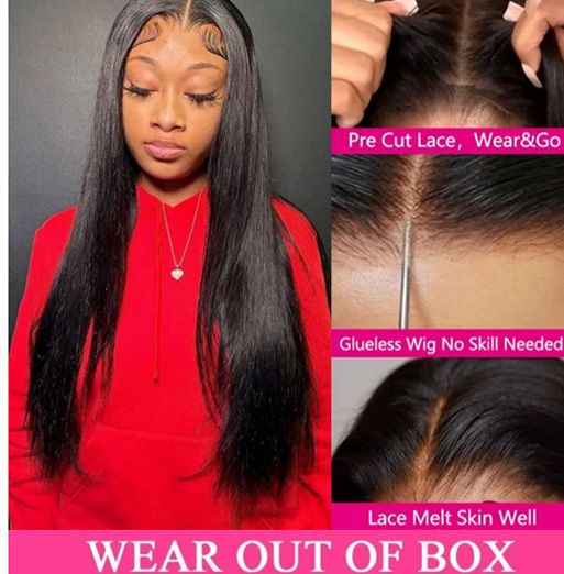 360 Full Lace Human Hair Wig - Bone Straight Glueless HD Lace Front Wig with Lace Closure, 100% Vietnamese Human Hair, Natural Look, Breathable & Comfortable