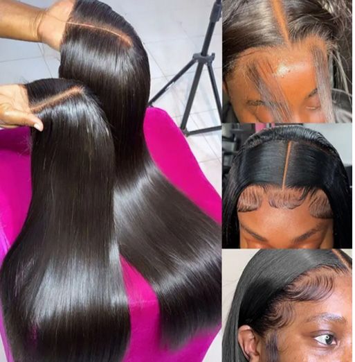 360 Full Lace Human Hair Wig - Bone Straight Glueless HD Lace Front Wig with Lace Closure, 100% Vietnamese Human Hair, Natural Look, Breathable & Comfortable
