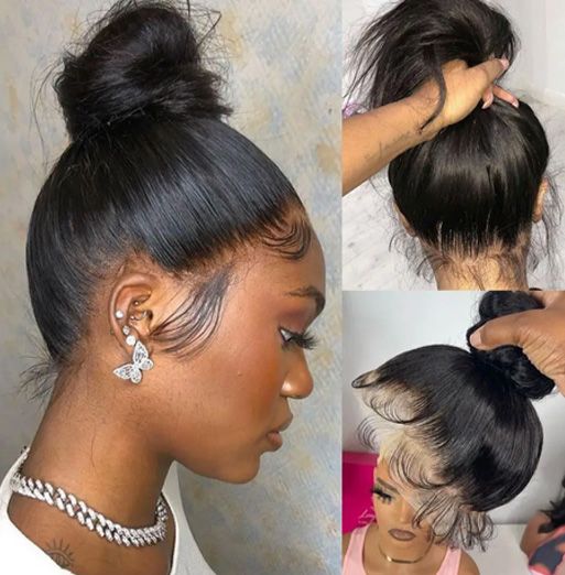 360 Full Lace Human Hair Wig - Bone Straight Glueless HD Lace Front Wig with Lace Closure, 100% Vietnamese Human Hair, Natural Look, Breathable & Comfortable
