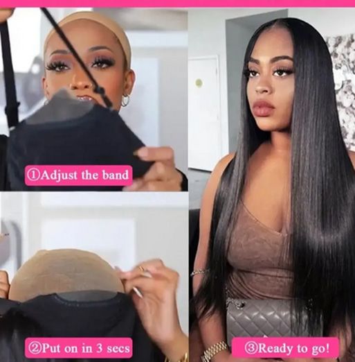 360 Full Lace Human Hair Wig - Bone Straight Glueless HD Lace Front Wig with Lace Closure, 100% Vietnamese Human Hair, Natural Look, Breathable & Comfortable