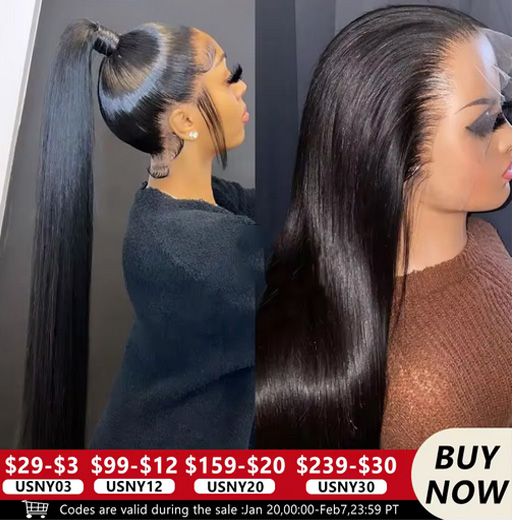 360 Full Lace Human Hair Wig - Bone Straight Glueless HD Lace Front Wig with Lace Closure, 100% Vietnamese Human Hair, Natural Look, Breathable & Comfortable