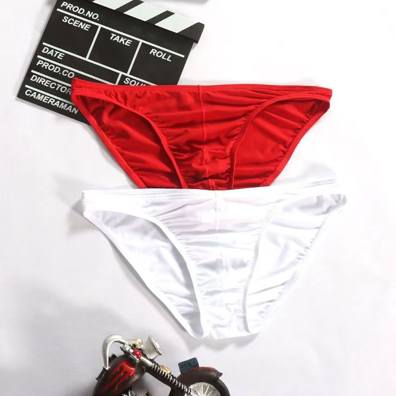 Soft Men Bulge Pouch Thong Men's Underwear Silk Sexy Briefs Plus Size Solid Color Basic Underpants Ultra-soft Lingerie Hombre