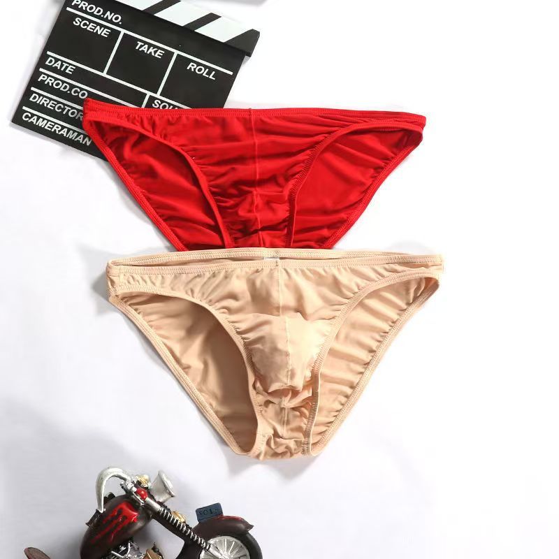 Soft Men Bulge Pouch Thong Men's Underwear Silk Sexy Briefs Plus Size Solid Color Basic Underpants Ultra-soft Lingerie Hombre