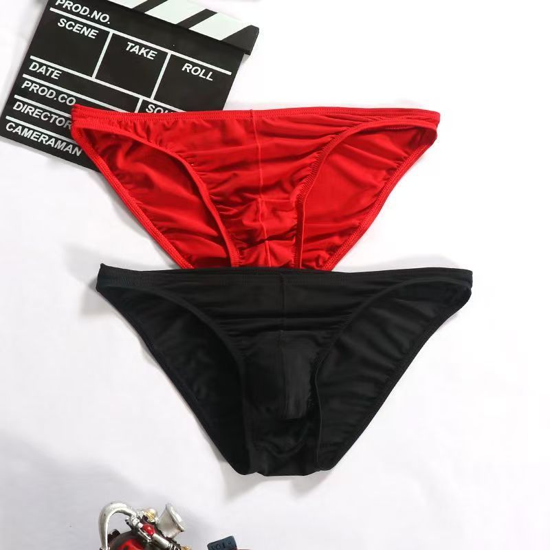 Soft Men Bulge Pouch Thong Men's Underwear Silk Sexy Briefs Plus Size Solid Color Basic Underpants Ultra-soft Lingerie Hombre