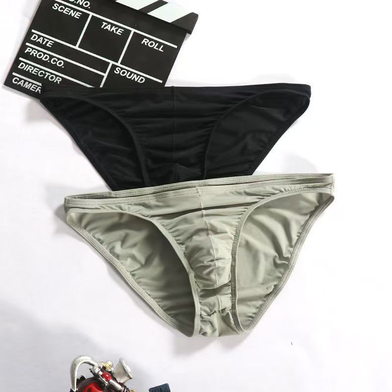 Soft Men Bulge Pouch Thong Men's Underwear Silk Sexy Briefs Plus Size Solid Color Basic Underpants Ultra-soft Lingerie Hombre