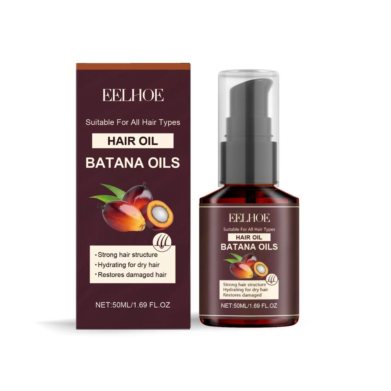 Eelhoe 100g /50GBatana Hair Oil Mask Anti Loss Breakage Natural Strengthen Hair Roots Fluffy Moisturizing Hair Care Conditioner