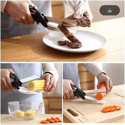 Stainless Steel Barbecue Steak Cutting Shear Household Vegetable Scissors 2 In 1 Multi Kitchen Tool Fruit Knife