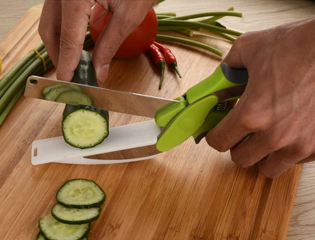 Stainless Steel Barbecue Steak Cutting Shear Household Vegetable Scissors 2 In 1 Multi Kitchen Tool Fruit Knife