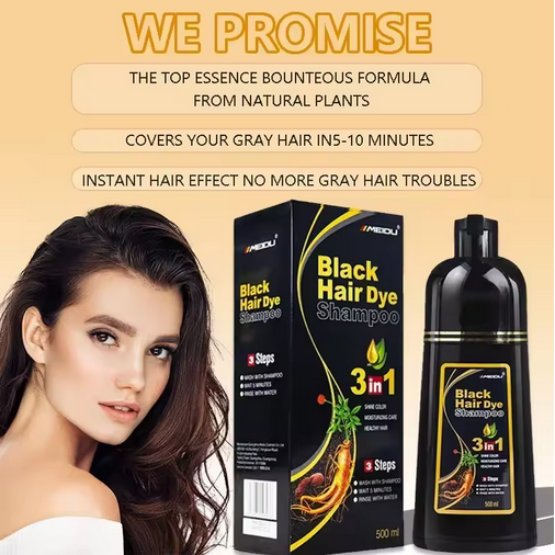 500ml Hair Dye Shampoo 3in1 Darkening Hairs Instant Gray To Black Polygonum Multiflorum Natural Coloing Cover for Women