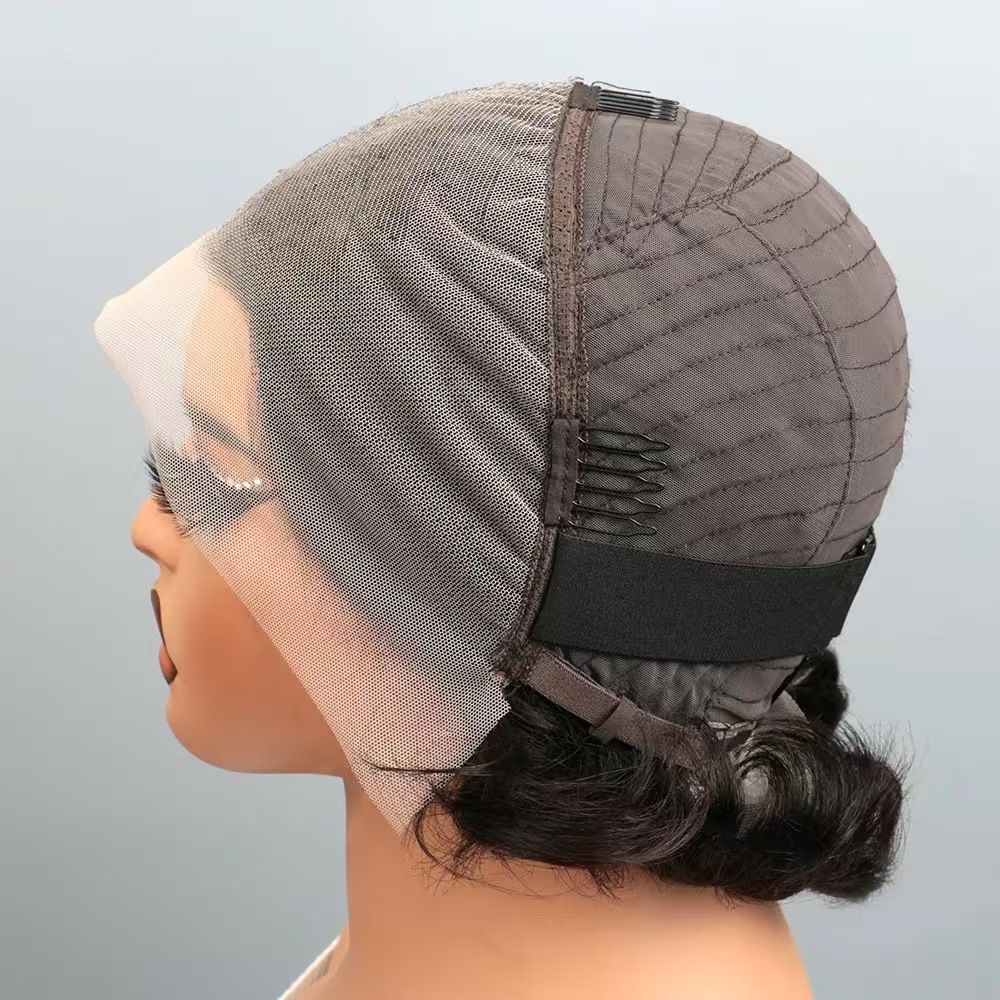 Pixie Cut Human Hair Wigs For Black Women Afro Rose Curly Funmi Glueless Wigs with Bangs Short Bouncy Curly Bob Wig With Bangs