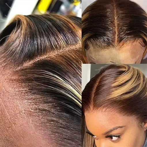 Highlight Omber 200% Density 13x4 Hd Lace Frontal Wig Density 30 32 Inch P4/27 Colored Straight Human Hair Front Wigs