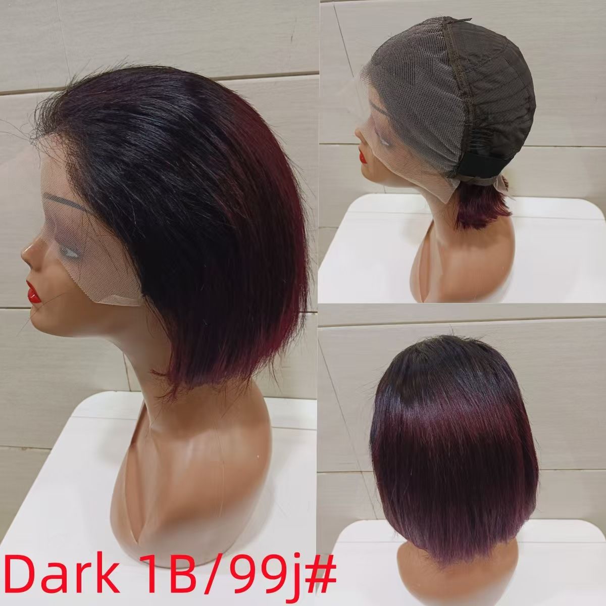 Brazilian 120 Density Short Bob 13x4 HD Transparent Lace Front Human Hair Wig Chocolate Brown Straight Lace Frontal Wigs omber colorful