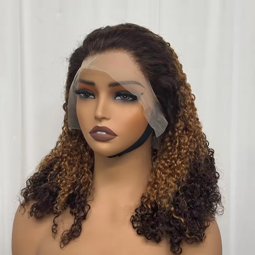 180% Density 13x4 Lace Frontal Pixie Curly Human Hair Wigs 12A Colored Water Wave Raw Burmese Bouncy Curly Hair Wigs for Women