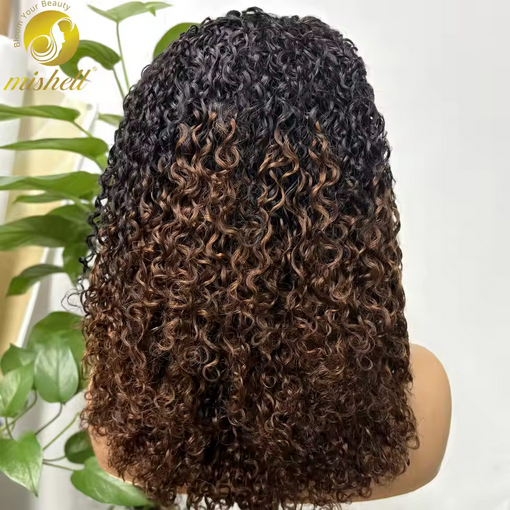 180% Density 13x4 Lace Frontal Pixie Curly Human Hair Wigs 12A Colored Water Wave Raw Burmese Bouncy Curly Hair Wigs for Women