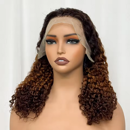 180% Density 13x4 Lace Frontal Pixie Curly Human Hair Wigs 12A Colored Water Wave Raw Burmese Bouncy Curly Hair Wigs for Women