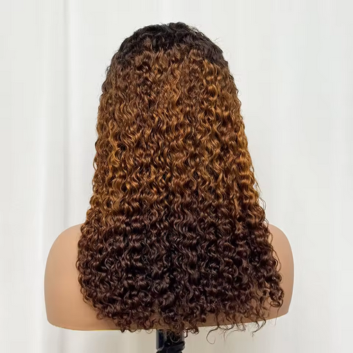 180% Density 13x4 Lace Frontal Pixie Curly Human Hair Wigs 12A Colored Water Wave Raw Burmese Bouncy Curly Hair Wigs for Women