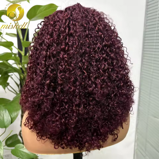 180% Density 13x4 Lace Frontal Pixie Curly Human Hair Wigs 12A Colored Water Wave Raw Burmese Bouncy Curly Hair Wigs for Women