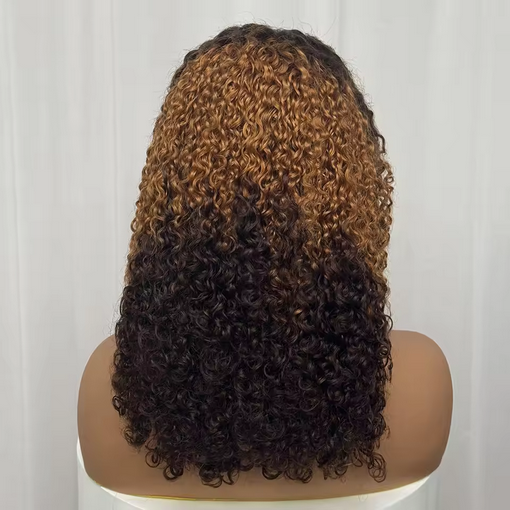 180% Density 13x4 Lace Frontal Pixie Curly Human Hair Wigs 12A Colored Water Wave Raw Burmese Bouncy Curly Hair Wigs for Women