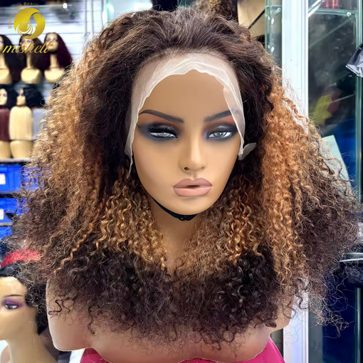 180% Density 13x4 Lace Frontal Pixie Curly Human Hair Wigs 12A Colored Water Wave Raw Burmese Bouncy Curly Hair Wigs for Women