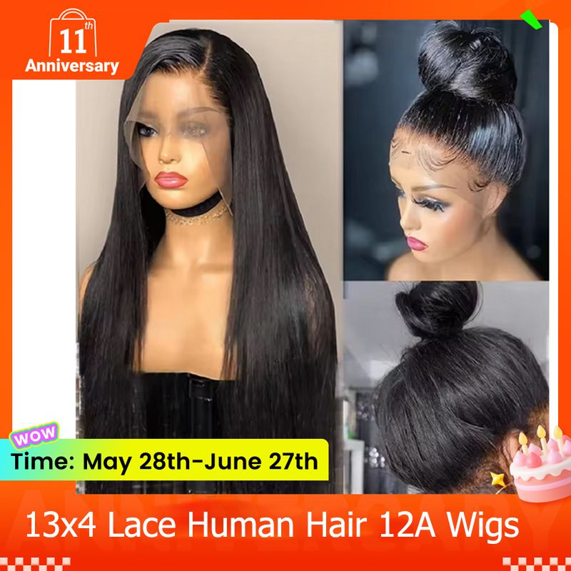 30 Inch 12A grade High Quality Human Hair Transparent 13x4 Lace Front Human Hair Wigs Brazilian Straight Glueless 24inch Vietnam Human Hair Lace Frontal Wig for Black Women