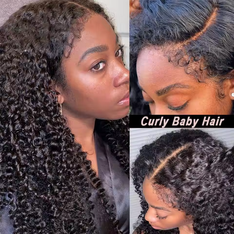 Kinky Curly 13x4 Lace Front Human Hair Wigs For Women Brazilian Deep Curly Lace Frontal Wig Wet And Wavy For Black Women Full Lace Frontal Human Hair Wig Transparent Curly Water Wave 13x4 HD