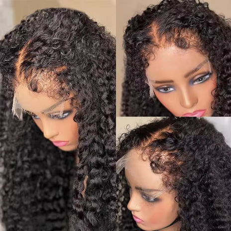 Kinky Curly 13x4 Lace Front Human Hair Wigs For Women Brazilian Deep Curly Lace Frontal Wig Wet And Wavy For Black Women Full Lace Frontal Human Hair Wig Transparent Curly Water Wave 13x4 HD