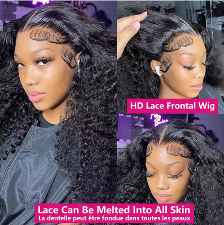 Kinky Curly 13x4 Lace Front Human Hair Wigs For Women Brazilian Deep Curly Lace Frontal Wig Wet And Wavy For Black Women Full Lace Frontal Human Hair Wig Transparent Curly Water Wave 13x4 HD