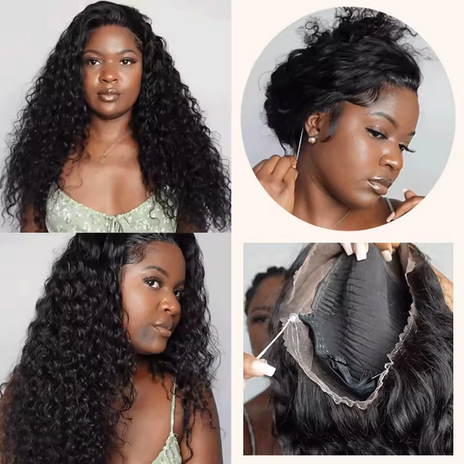 250 Density Invisible Strap 360 HD Full Lace Glueless Wig Deep Wave Frontal Wig Human Hair 30 Inch Water Wave Lace Front Wig High Density Deep Wave 360 Full Lace Frontal Human Hair Wig