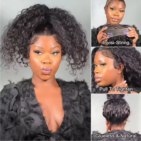 250 Density Invisible Strap 360 HD Full Lace Glueless Wig Deep Wave Frontal Wig Human Hair 30 Inch Water Wave Lace Front Wig High Density Deep Wave 360 Full Lace Frontal Human Hair Wig