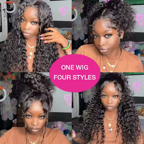 250 Density Invisible Strap 360 HD Full Lace Glueless Wig Deep Wave Frontal Wig Human Hair 30 Inch Water Wave Lace Front Wig High Density Deep Wave 360 Full Lace Frontal Human Hair Wig