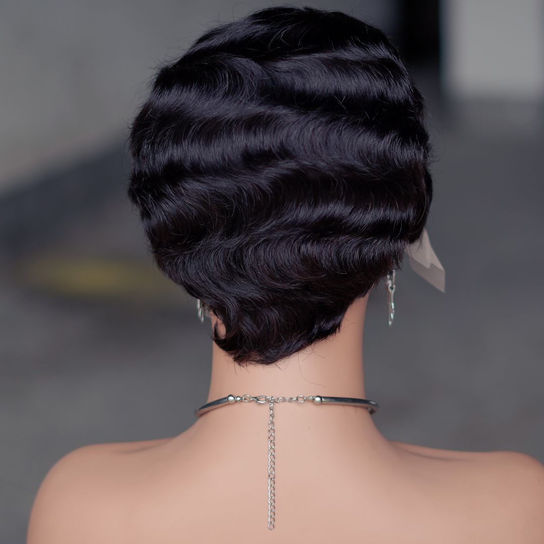 13x4 Lace Short Pixie Cut Wigs for Black Women Finger Ocean Wave Wigs Short 12A Hight Quality Human Hair Wigs