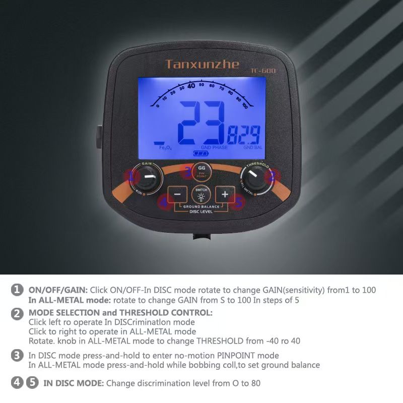 2026 Update Professional Gold Metal Detector TC-600 Sensitivity Treasure Hunter TX 850L Pinpointer Waterproof Coil Super Stable Modes
