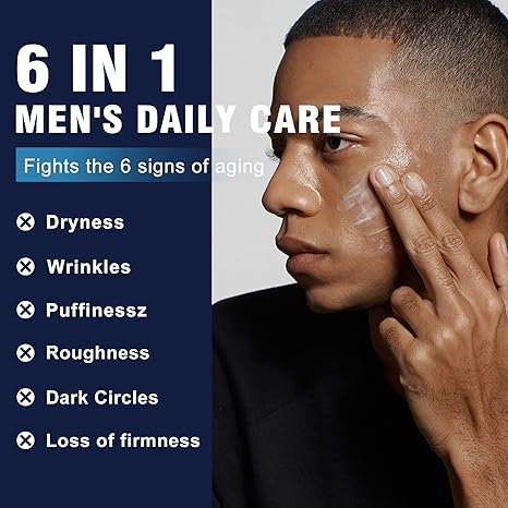 6-in-1 Face Cream for Men – Mens Anti Aging Face Cream w/Caffeine & Retinol to Firm, Hydrate & Refresh Skin, Quick-Absorbing Non-Greasy Formula