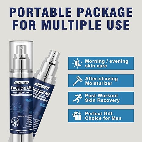 6-in-1 Face Cream for Men – Mens Anti Aging Face Cream w/Caffeine & Retinol to Firm, Hydrate & Refresh Skin, Quick-Absorbing Non-Greasy Formula