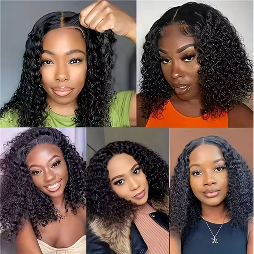 4x4 Put On And Go Glueless Bob Wigs Human Hair Curly For Women Pre Plucked Pre Cut Lace Ready To Wear Kinky Curly Lace Front Wig