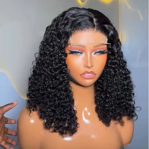 4x4 Put On And Go Glueless Bob Wigs Human Hair Curly For Women Pre Plucked Pre Cut Lace Ready To Wear Kinky Curly Lace Front Wig