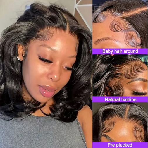 Short Bob Wig 100% Human Hair Loose Wave 13x4 Lace Front Wigs Body Wave Human Hair HD Lace Closure Wigs For Black Women