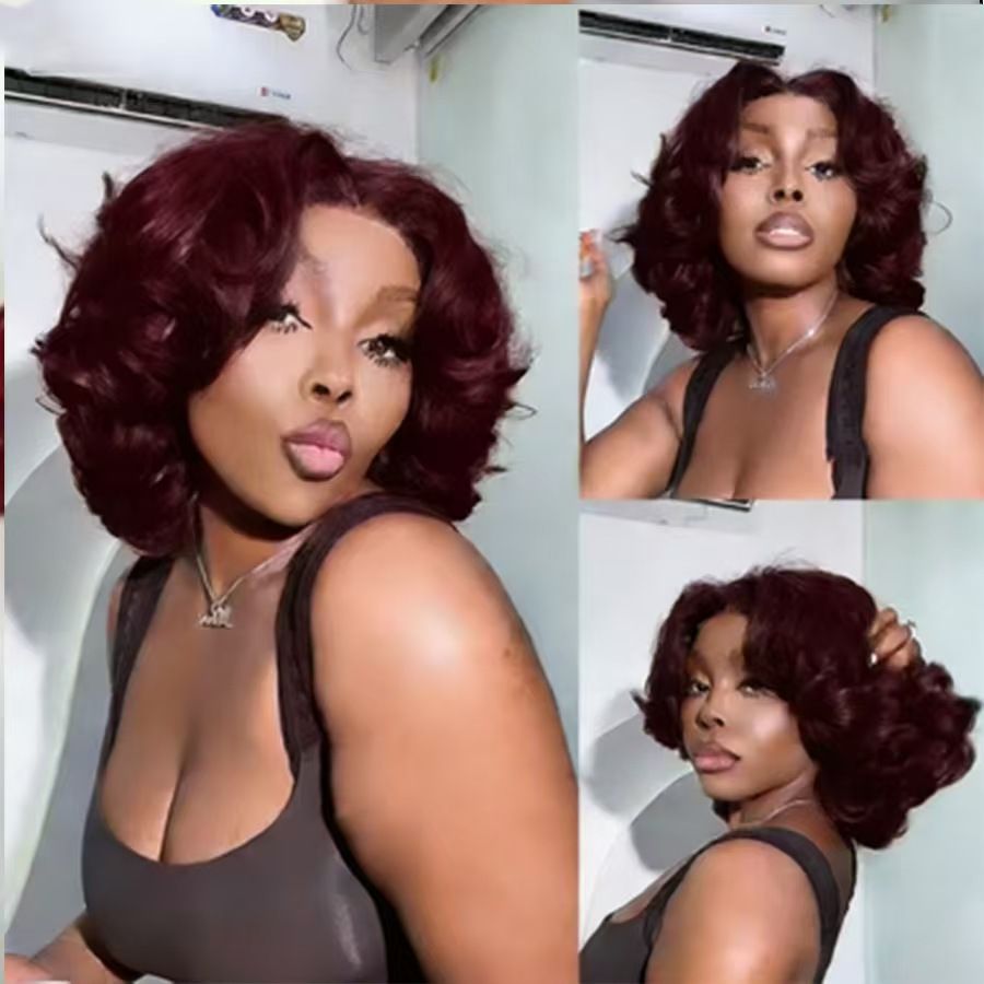 100% Human Hair Wig Highlight Bob Bouncy Loose Curly 250% Density 4x4 Lace Closure Glueless Wigs Human Hair Ready To Wear