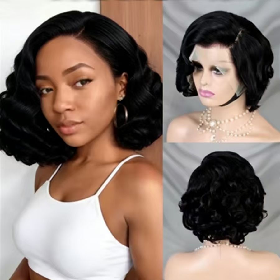 100% Human Hair Wig Highlight Bob Bouncy Loose Curly 250% Density 4x4 Lace Closure Glueless Wigs Human Hair Ready To Wear