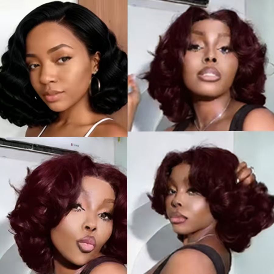 100% Human Hair Wig Highlight Bob Bouncy Loose Curly 250% Density 4x4 Lace Closure Glueless Wigs Human Hair Ready To Wear