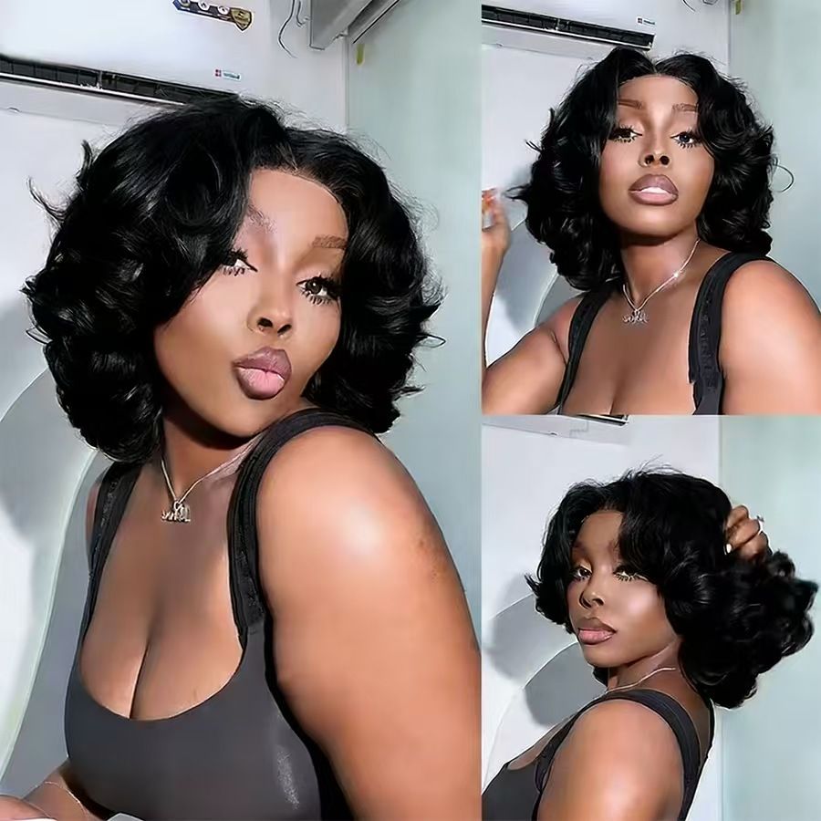 100% Human Hair Wig Highlight Bob Bouncy Loose Curly 250% Density 4x4 Lace Closure Glueless Wigs Human Hair Ready To Wear